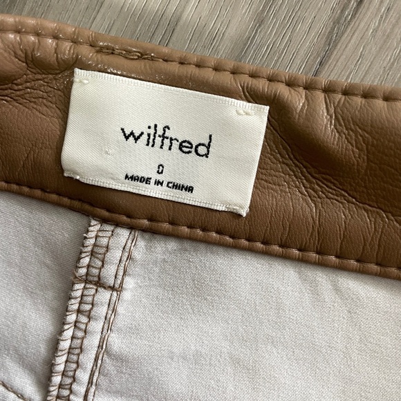 Wilfred Aritzia The Melina Faux Leather Pant Size 0 Inseam 30 Tan Brown - Picture 6 of 11